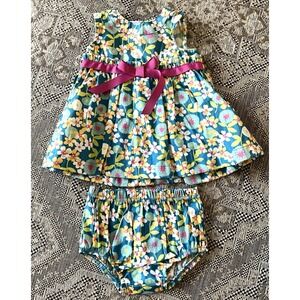 Little Bitty Floral Pinwale Corduroy Dress & Bloomers Set Baby Size 3 Months‎